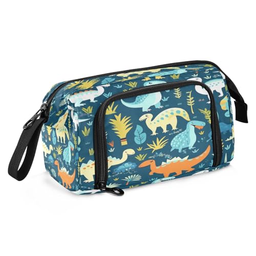 Mnsruu Federmäppchen mit Dinosaurier-Motiv, großes Fassungsvermögen, Stifteetui, Schreibwaren, Büro, Organizer-Tasche für Jungen und Mädchen von Mnsruu