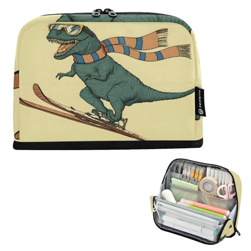 Mnsruu Federmäppchen mit Dinosaurier-Motiv, großes Fassungsvermögen, für Jungen und Mädchen, mehrschichtiges Stifteetui, Stifthalter, Schreibwaren-Organizer für Schule, Büro, Arbeit von Mnsruu