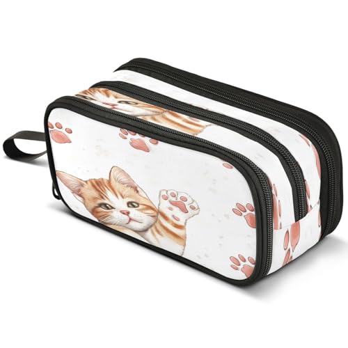 Mnsruu Federmäppchen mit Gänseblümchen, Schmetterlingen, großes Fassungsvermögen, Stifteetui mit 3 Fächern, Stifthalter, Organizer, Schreibwarentasche, B136, Kinderrucksack von Mnsruu