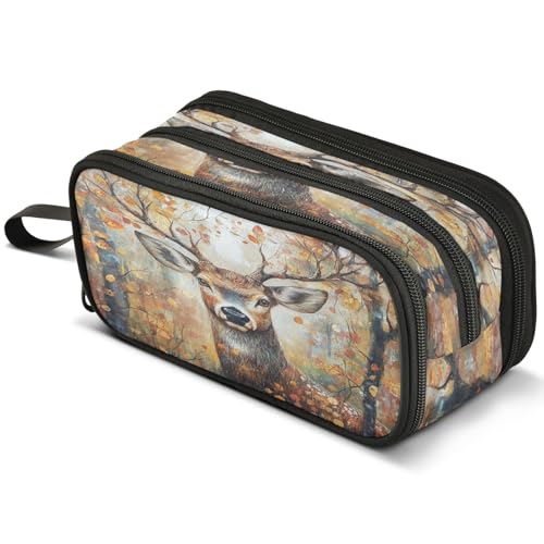 Mnsruu Federmäppchen mit Gänseblümchen, Schmetterlingen, großes Fassungsvermögen, Stifteetui mit 3 Fächern, Stifthalter, Organizer, Schreibwarentasche, B140, Kinderrucksack von Mnsruu