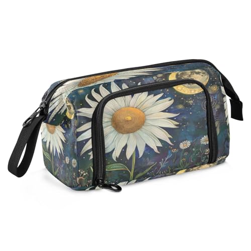 Mnsruu Federmäppchen mit Gänseblümchen-Motiv, großes Fassungsvermögen, Federmäppchen, Stiftebox, Schreibwaren, Büro, Organizer-Tasche für Jungen und Mädchen von Mnsruu