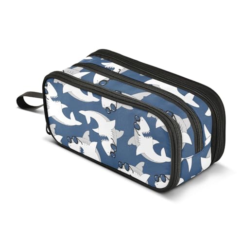 Mnsruu Federmäppchen mit Hai-Motiv, für Jungen und Mädchen, großes Fassungsvermögen, für Schule, Büro, Schreibwaren, Organizer, Federmäppchen, Halter, Reißverschluss, Kinder, Teenager, Erwachsene, Mnsruu Federmäppchen mit Hai-Motiv, für Jungen und Mädchen, großes Fassungsvermögen, für Schule, Büro, Schreibwaren, Organizer, Federmäppchen, Halter, Reißverschluss, Kinder, Teenager, Erwachsene, von Mnsruu