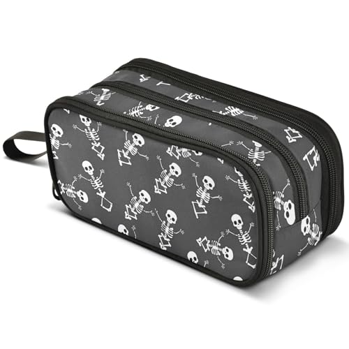 Mnsruu Federmäppchen mit Halloween-Kürbisen, großes Fassungsvermögen, Stifteetui mit 3 Fächern, Stifthalter, Organizer, Schreibwaren-Tasche, B292, Kinderrucksack von Mnsruu