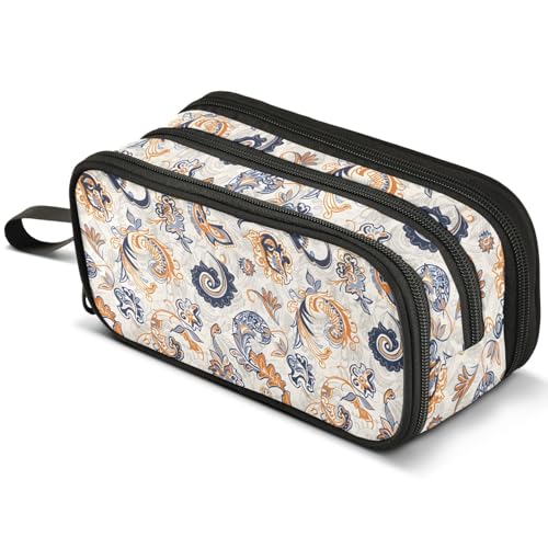 Mnsruu Federmäppchen mit Kirschblättern, großes Fassungsvermögen, Stifteetui mit 3 Fächern, Stifthalter, Organizer, Schreibwarentasche, B411, Kinderrucksack von Mnsruu