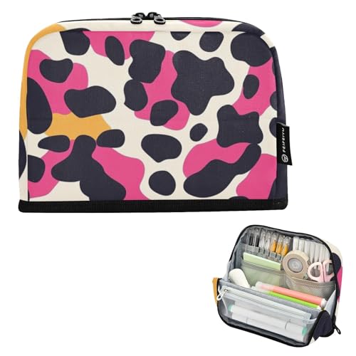 Mnsruu Federmäppchen mit Leopardenmuster, stehendes Federmäppchen, großes Fassungsvermögen, für Jungen und Mädchen, mehrschichtiges Stifteetui, Stifthalter, Schreibwaren-Organizer für Schule, Büro von Mnsruu