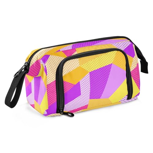 Mnsruu Federmäppchen mit Patchwork-Muster, großes Fassungsvermögen, Federmäppchen, Schreibwaren-Tasche für Büro, Schule, mehrfarbig, Schulranzen von Mnsruu