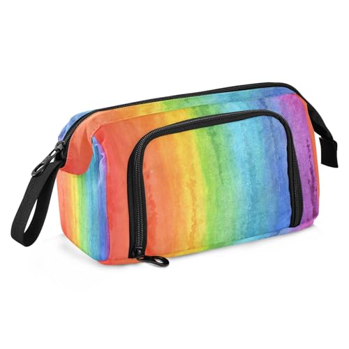 Mnsruu Federmäppchen mit Regenbogen-Aquarell-Spritztafel, großes Fassungsvermögen, Federmäppchen, Schreibwaren-Tasche für Büro, Schule, mehrfarbig, Schulranzen von Mnsruu