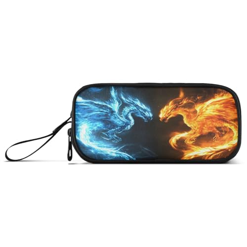 Mnsruu Federmäppchen mit Reißverschluss, großes Fassungsvermögen, Motiv: Blauer Feuerdrache, Orange Dargon Mnsruu Federmäppchen mit Reißverschluss, großes Fassungsvermögen, Motiv: Blauer Feuerdrache, Orange Dargon von Mnsruu