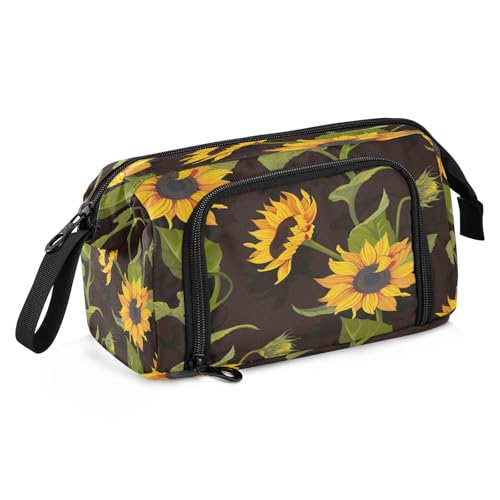 Mnsruu Federmäppchen mit Sonnenblumenmotiv, großes Fassungsvermögen, Schreibwaren-Tasche für Büro, Schule, mehrfarbig, Schulranzen von Mnsruu