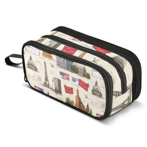 Mnsruu Federmäppchen mit Stampen-Architektur-Statue, großes Fassungsvermögen, Stiftetasche, 3 Fächer, große Stiftebox für Jungen und Mädchen, Schule, Aufbewahrungs-Organizer Mnsruu Federmäppchen mit Stampen-Architektur-Statue, großes Fassungsvermögen, Stiftetasche, 3 Fächer, große Stiftebox für Jungen und Mädchen, Schule, Aufbewahrungs-Organizer von Mnsruu