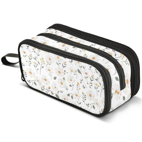 Mnsruu Federmäppchen mit Totenkopf-Motiv und roten Rosen, großes Fassungsvermögen, Federmäppchen mit 3 Fächern, Stifthalter, Organizer, Schreibwaren-Tasche, B426, Kinderrucksack von Mnsruu