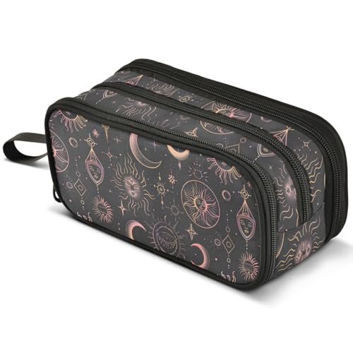 Mnsruu Federmäppchen mit Totenkopf-Zauberer-Muster, großes Fassungsvermögen, Stifteetui mit 3 Fächern, Stifthalter, Organizer, Schreibwaren-Tasche, B248, Kinderrucksack von Mnsruu