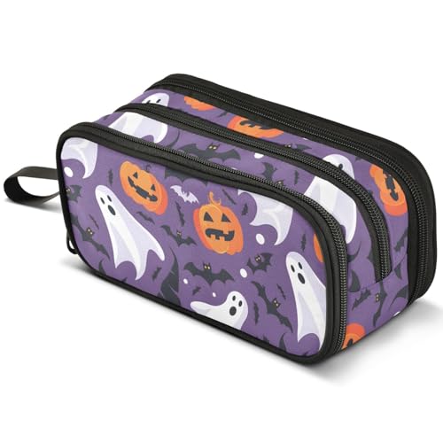 Mnsruu Federmäppchen mit Totenkopf-Zauberer-Muster, großes Fassungsvermögen, Stifteetui mit 3 Fächern, Stifthalter, Organizer, Schreibwaren-Tasche, B254, Kinderrucksack von Mnsruu