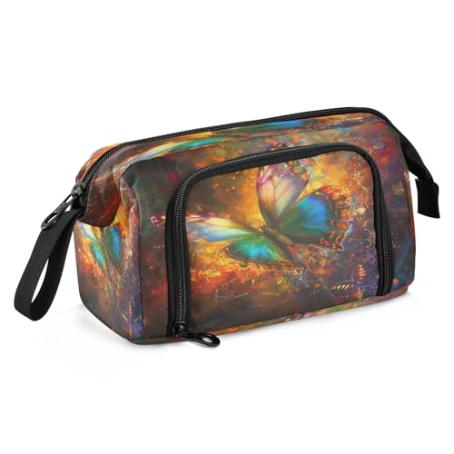 Mnsruu Federmäppchen mit buntem Schmetterlingsmuster, großes Fassungsvermögen, Federmäppchen, Stiftebox, Schreibwaren, Büro, Organizer-Tasche für Jungen und Mädchen von Mnsruu