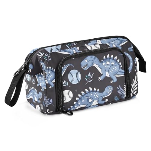 Mnsruu Federmäppchen mit großem Fassungsvermögen, Dinosaurier-Baseball-Cartoon-Stifttasche, Schreibwaren-Tasche, Schule, Uni, Büro, Organizer für Teenager, Erwachsene, Studenten, von Mnsruu