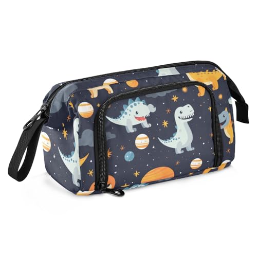 Mnsruu Federmäppchen mit großem Fassungsvermögen, Dinosaurier-Planeten, Stiftebeutel, Schreibwaren-Tasche, Schule, Uni, Büro, Organizer für Teenager, Erwachsene, Studenten, Dinosaurier-Planeten, von Mnsruu