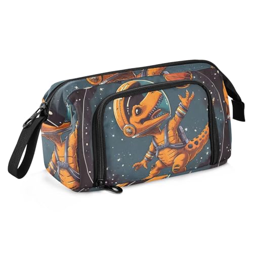 Mnsruu Federmäppchen mit großem Fassungsvermögen, Dinosaurier-Stifttasche, Stiftehalter, Schreibwaren-Tasche, Schule, Uni, Büro, Organizer für Teenager, Erwachsene, Studenten, Weltraum-Dinosaurier, von Mnsruu