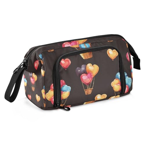 Mnsruu Federmäppchen mit großem Fassungsvermögen, Herz-Heißluftballon, Stiftebeutel, Schreibwaren-Tasche, Schule, Uni, Büro, Organizer für Teenager, Erwachsene, Studenten, Herz-Heißluftballon, von Mnsruu