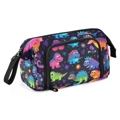 Mnsruu Federmäppchen mit großem Fassungsvermögen, Regenbogen-Dinosaurier, Stiftebeutel, Schreibwaren-Tasche, Schule, Uni, Büro, Organizer für Teenager, Erwachsene, Studenten, Regenbogen-Dinosaurier, von Mnsruu