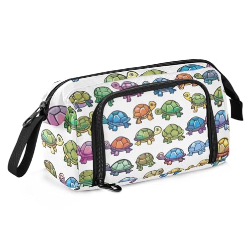 Mnsruu Federmäppchen mit großem Fassungsvermögen, Regenbogen-Schildkröten, Stifteetui, Schreibwaren-Tasche, Schule, Uni, Büro, Organizer für Teenager, Erwachsene, Studenten, Regenbogen-Schildkröten, von Mnsruu