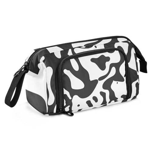 Mnsruu Federmäppchen mit großem Fassungsvermögen, Schwarz und Graffiti-Stifttasche, Stiftehalter, Schreibwaren-Tasche, Schule, Uni, Büro, Organizer für Teenager, Erwachsene, Studenten, Schwarz und von Mnsruu