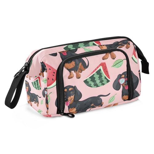 Mnsruu Federmäppchen mit großem Fassungsvermögen, Sommer-Dackel-Hunde, Stiftebeutel, Schreibwaren-Tasche, Schule, Uni, Büro, Organizer für Teenager, Erwachsene, Studenten, Sommer-Dackel-Hunde, von Mnsruu