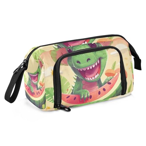 Mnsruu Federmäppchen mit großem Fassungsvermögen, Wassermelonen-Dinosaurier-Motiv, Stifteetui, Schreibwaren-Tasche, Schule, Uni, Büro, Organizer für Teenager, Erwachsene, Studenten, von Mnsruu