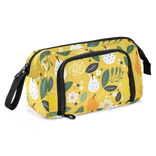 Mnsruu Federmäppchen mit großem Fassungsvermögen, abstrakte Früchte, gelbe Stiftetasche, Stifthalter, Schreibwarentasche, Schule, Uni, Büro, Organizer für Teenager, Erwachsene, Studenten, Abstrakte Mnsruu Federmäppchen mit großem Fassungsvermögen, abstrakte Früchte, gelbe Stiftetasche, Stifthalter, Schreibwarentasche, Schule, Uni, Büro, Organizer für Teenager, Erwachsene, Studenten, Abstrakte von Mnsruu