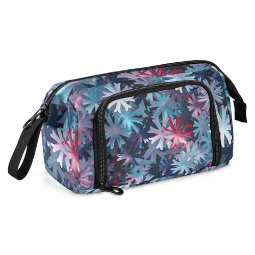 Mnsruu Federmäppchen mit großem Fassungsvermögen, abstrakte Schneeflocken, Stiftebeutel, Schreibwaren-Tasche, Schule, Uni, Büro, Organizer für Teenager, Erwachsene, Studenten, Abstrakte Schneeflocken, von Mnsruu