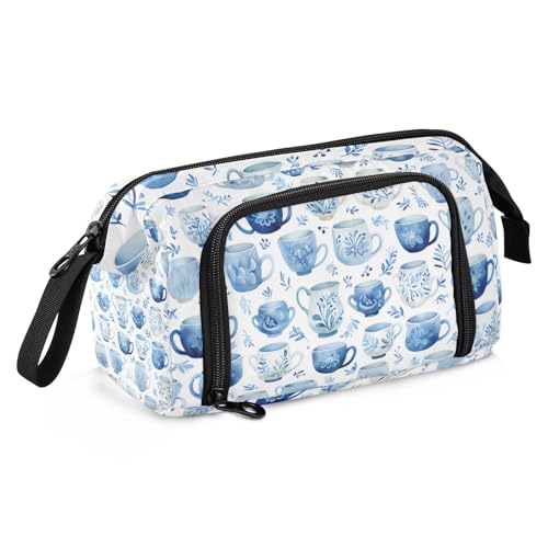 Mnsruu Federmäppchen mit großem Fassungsvermögen, blaue Becher, Stiftebeutel, Schreibwaren-Tasche, Schule, Uni, Büro, Organizer für Teenager, Erwachsene, Studenten, Blaue Körbchen, Einheitsgröße, von Mnsruu
