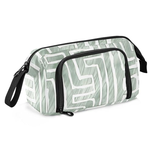 Mnsruu Federmäppchen mit großem Fassungsvermögen, blaugrünes Labyrinth-Stifteetui, Schreibwaren-Tasche, Schule, Uni, Büro, Organizer für Teenager, Erwachsene, Studenten, Blaugrünes Labyrinth, von Mnsruu