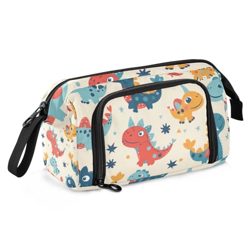 Mnsruu Federmäppchen mit großem Fassungsvermögen, buntes Dinosaurier-Federmäppchen für Schreibwaren, Schule, Uni, Büro, Organizer für Teenager, Erwachsene, Studenten, Bunte Dinosaurier, Einheitsgröße, von Mnsruu