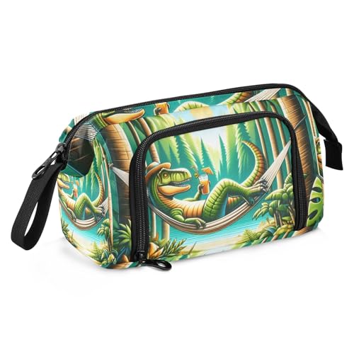 Mnsruu Federmäppchen mit großem Fassungsvermögen, ein Dinosaurier-Urlaub im Wald, Stiftebeutel, Schreibwaren-Tasche, Schule, Uni, Büro, Organizer für Teenager, Erwachsene, Studenten, Ein von Mnsruu