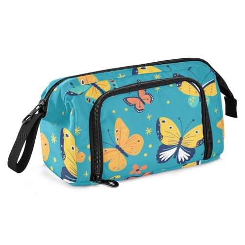 Mnsruu Federmäppchen mit großem Fassungsvermögen, gelber Schmetterling, blau, Stifteetui, Schreibwaren-Tasche, Schule, Uni, Büro, Organizer für Teenager, Erwachsene, Studenten, Gelb, Schmetterling, Mnsruu Federmäppchen mit großem Fassungsvermögen, gelber Schmetterling, blau, Stifteetui, Schreibwaren-Tasche, Schule, Uni, Büro, Organizer für Teenager, Erwachsene, Studenten, Gelb, Schmetterling, von Mnsruu