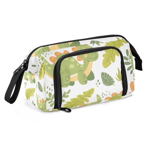 Mnsruu Federmäppchen mit großem Fassungsvermögen, grüne Dinosaurier-Pflanzen-Stifttasche, Schreibwaren-Tasche, Schule, Uni, Büro, Organizer für Teenager, Erwachsene, Studenten, Grüne von Mnsruu