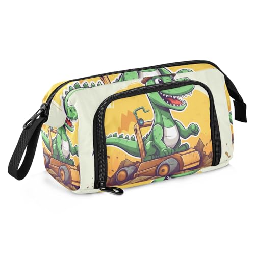 Mnsruu Federmäppchen mit großem Fassungsvermögen, grüner Dinosaurier-Stiftbeutel, Schreibwaren-Tasche, Schule, Uni, Büro, Organizer für Teenager, Erwachsene, Studenten, Dinosaurier (Grün), von Mnsruu