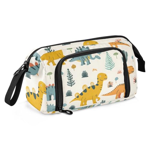 Mnsruu Federmäppchen mit großem Fassungsvermögen, handgezeichnete Dinosaurier-Motiv, Stiftebeutel, Schreibwaren-Tasche, Schule, Uni, Büro, Organizer für Teenager, Erwachsene, Studenten, von Mnsruu