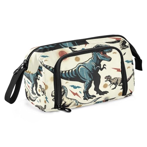 Mnsruu Federmäppchen mit großem Fassungsvermögen, handzeichnen, wütende Dinosaurier, Stifteetui, Schreibwaren-Tasche, Schule, Uni, Büro, Organizer für Teenager, Erwachsene, Studenten, Handzeichne von Mnsruu