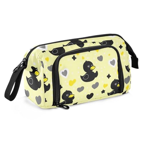 Mnsruu Federmäppchen mit großem Fassungsvermögen, kleine Ente schwarz, Stiftebeutel, Schreibwaren-Tasche, Schule, Uni, Büro, Organizer für Teenager, Erwachsene, Studenten, Kleine Ente, Schwarz, von Mnsruu