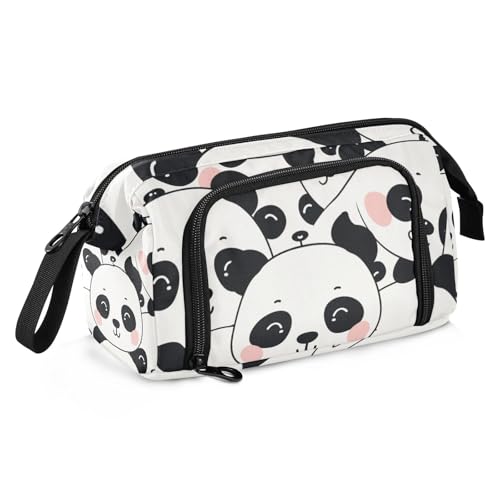 Mnsruu Federmäppchen mit großem Fassungsvermögen, kleiner lustiger Panda-Stiftbeutel, Schreibwaren-Tasche, Schule, Uni, Büro, Organizer für Teenager, Erwachsene, Studenten, Kleiner lustiger Panda, von Mnsruu