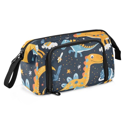 Mnsruu Federmäppchen mit großem Fassungsvermögen, niedliche Dinosaurier im Weltraum, Stiftebeutel, Schreibwaren-Tasche, Schule, Uni, Büro, Organizer für Teenager, Erwachsene, Studenten, Niedliche von Mnsruu