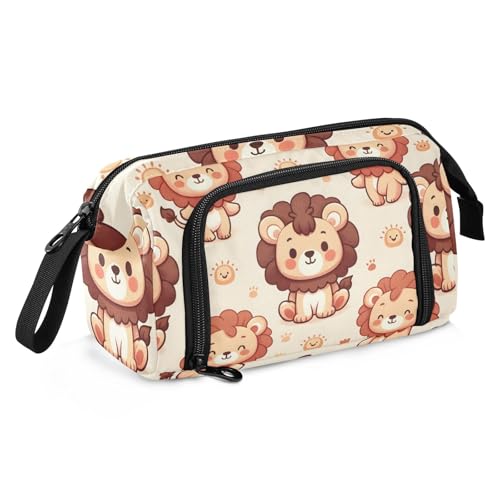 Mnsruu Federmäppchen mit großem Fassungsvermögen, niedlicher Löwen-Charakter, Stiftebeutel, Schreibwaren-Tasche, Schule, Uni, Büro, Organizer für Teenager, Erwachsene, Studenten, Niedlicher von Mnsruu