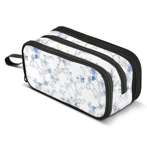 Mnsruu Federmäppchen mit großem Fassungsvermögen, niedliches Dinosaurier-Federmäppchen, 3 Fächer, tragbarer Aufbewahrungs-Organizer für Teenager, Mädchen, Jungen, Schule, Büro von Mnsruu