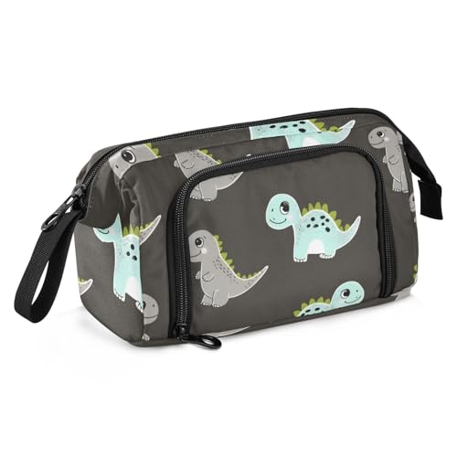 Mnsruu Federmäppchen mit großem Fassungsvermögen, niedliches Dinosaurier-Muster, nahtlos, Stiftebeutel, Schreibwaren-Tasche, Schule, Uni, Büro, Organizer für Teenager, Erwachsene, Studenten, von Mnsruu