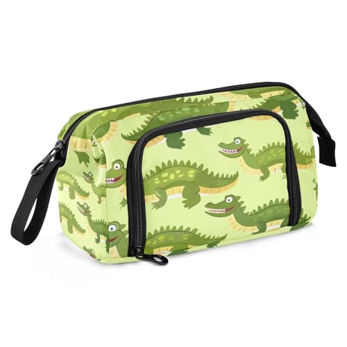 Mnsruu Federmäppchen mit großem Fassungsvermögen, niedliches grünes kleines Krokodil-Stiftetui, Stiftehalter, Schreibwaren-Tasche, Schule, Uni, Büro, Organizer für Teenager, Erwachsene, Studenten, von Mnsruu