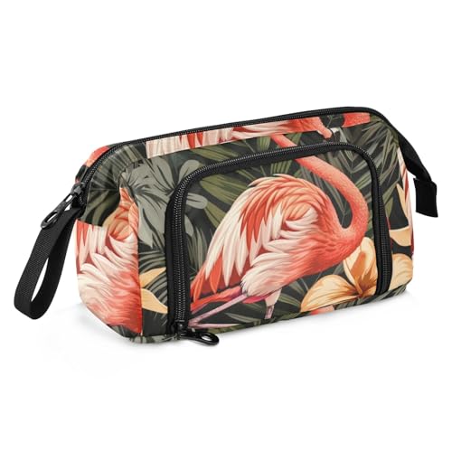 Mnsruu Federmäppchen mit großem Fassungsvermögen, roter tropischer Flamingo, Stifteetui, Schreibwaren-Tasche, Schule, Uni, Büro, Organizer für Teenager, Erwachsene, Studenten, Roter tropischer von Mnsruu