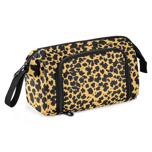 Mnsruu Federmäppchen mit großem Fassungsvermögen, schwarz-gelber Leopardenmuster, Stiftebeutel, Schreibwaren-Tasche, Schule, Uni, Büro, Organizer für Teenager, Erwachsene, Studenten, Schwarz-gelber von Mnsruu