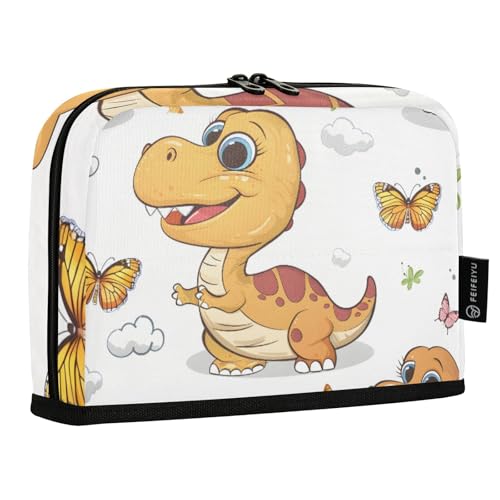 Mnsruu Federmäppchen mit niedlichem Cartoon-Dinosaurier-Schmetterling, stehend, großes Fassungsvermögen, Stiftetasche für Jungen und Mädchen, mehrschichtiges Stifteetui, Stifthalter von Mnsruu
