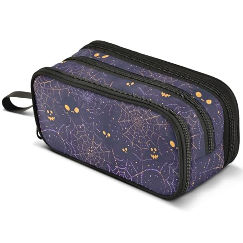 Mnsruu Federmäppchen mit niedlichem Geistermotiv und Mond und Sternen, großes Fassungsvermögen, Stifteetui mit 3 Fächern, Stifthalter, Organizer, Schreibwaren-Tasche, B334, Kinderrucksack von Mnsruu