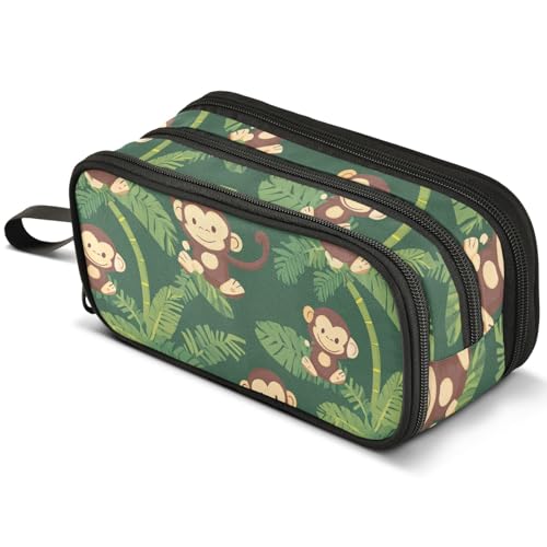 Mnsruu Federmäppchen mit niedlichem Giraffen-Blätter-Design, großes Fassungsvermögen, Stifteetui mit 3 Fächern, Stifthalter, Organizer, Schreibwaren-Tasche, B501, Kinderrucksack von Mnsruu